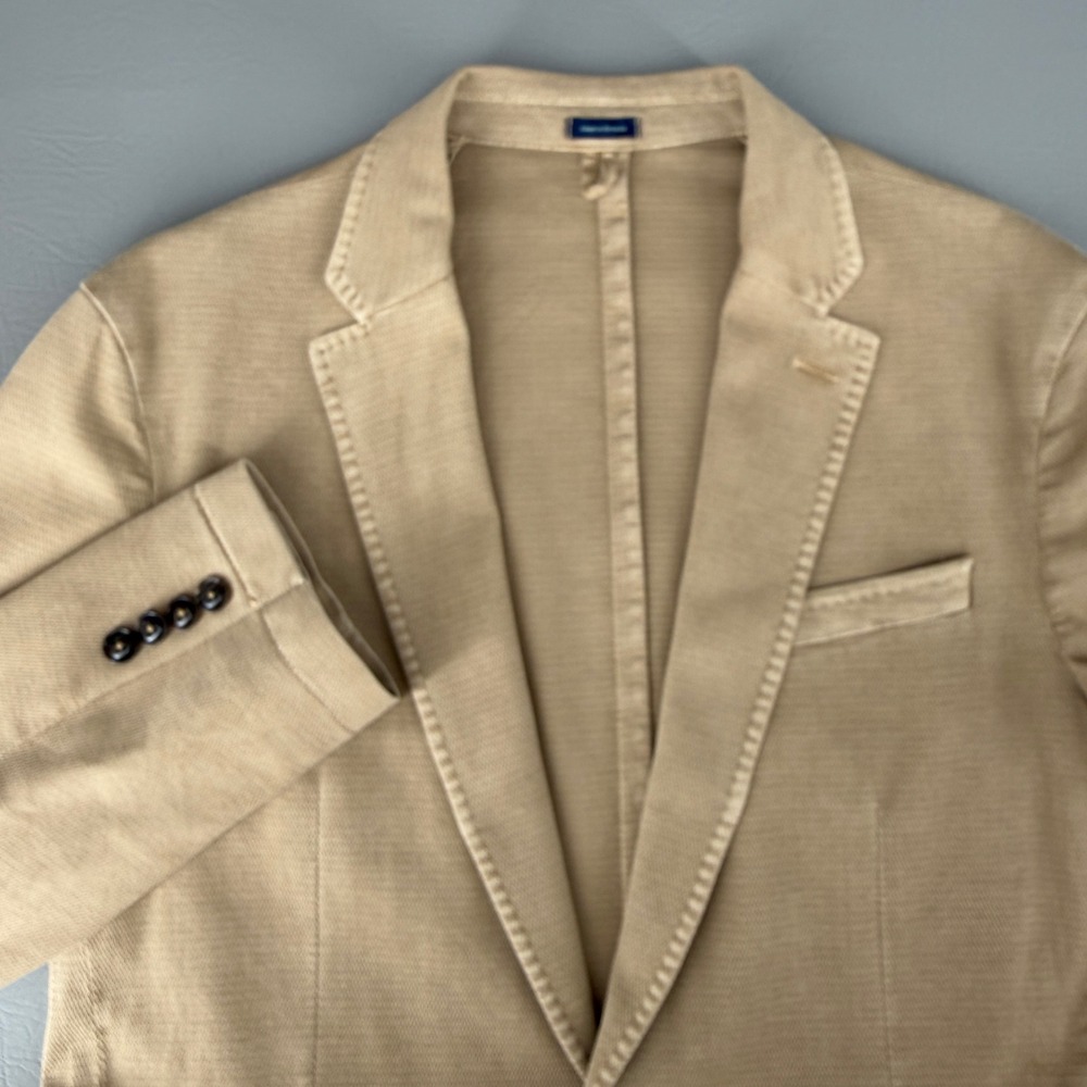 Peter Millar Collection Mens 40R Tan Textured Cotton Stretch Blazer Sport Coat